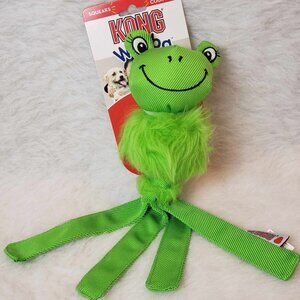 NEW!! Large KONG Wubba Friend Frog Fuzzy Furry Reinforced Squeaking Dog Play Toy